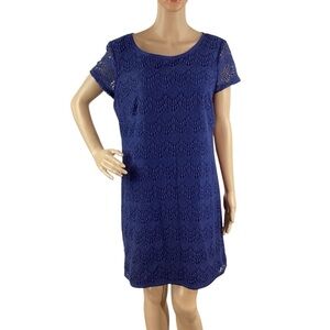 Ann Taylor LOFT Navy Crochet Lace Shift Dress Size 10